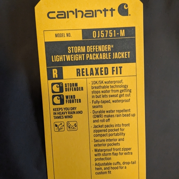Carhartt Storm Defender Relaxed Fit Jacket in Tarmac. Size Medium. NWT - Picture 10 of 16